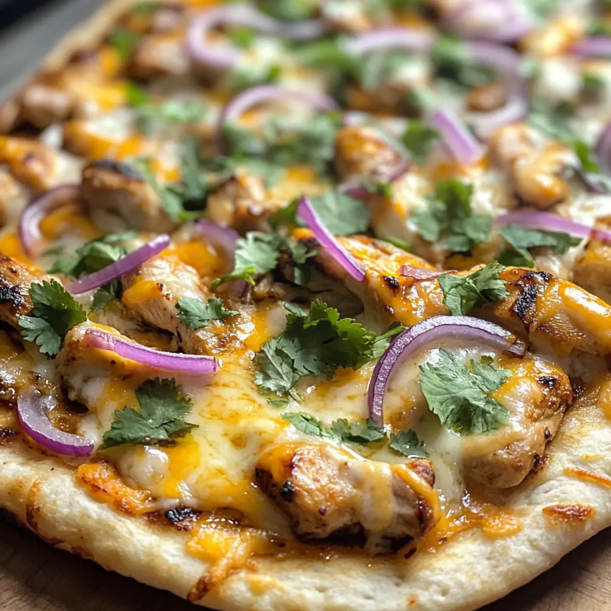 BBQ Chicken Flatbread with Smoky Naan and Melted Mozzarella